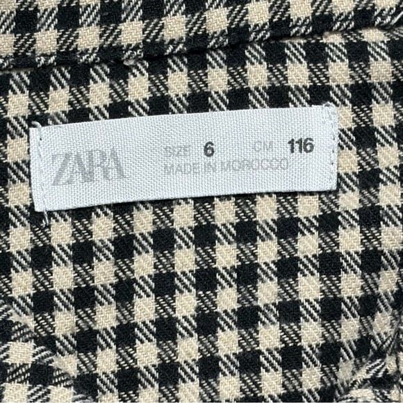 Zara Girls Houndstooth Long Sleeve Collared Dress Size 6 Black White - Picture 4 of 5